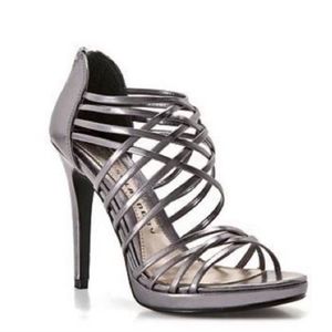 Chinese Laundry gunmetal metallic strappy heels